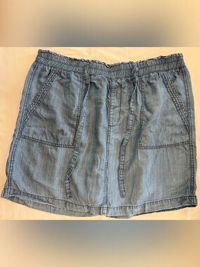 5/$25 DAKOTA BLUE Chambray Paperbag Lyocell Drawstring Skirt w/ Shorts - XL